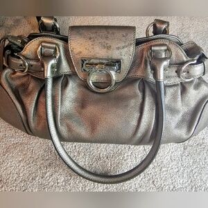 Salvatore Ferragamo AU 21 6317 Calfskin Silver Gancini Marissa Women